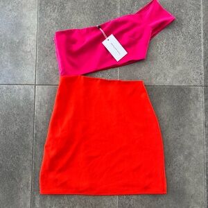 Lovers + Friends Pink and Red Mini Dress